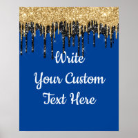 Personalised Blue Gold Glitter Birthday Photo Prop