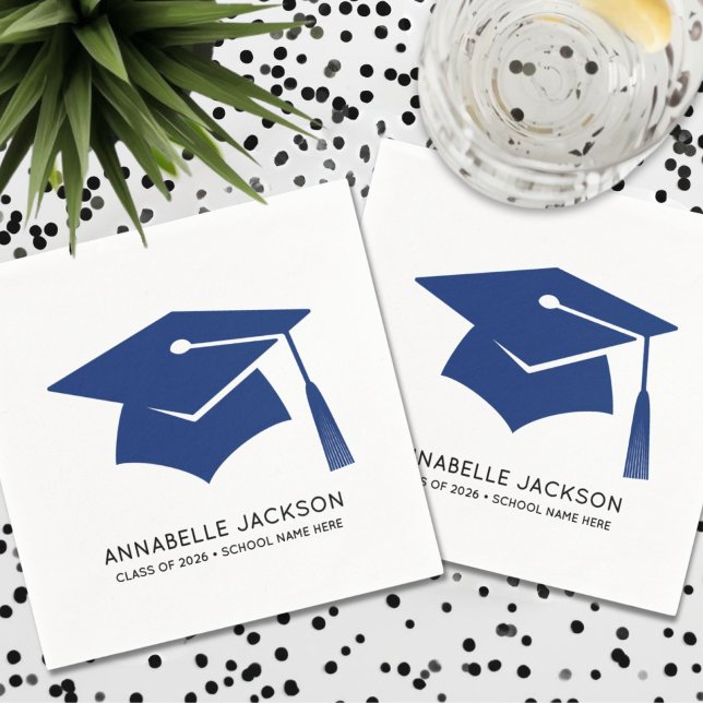 Personalised Blue Graduation Napkin (Personalized Blue Graduation Napkins)