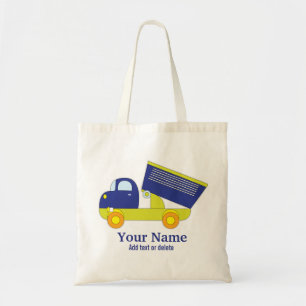 Personalised Blue & Green Construction Dump Truck Tote Bag