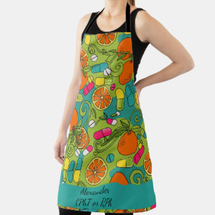 Personalised Blue & Green Orange Pharmacy Apron