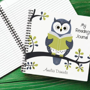Personalised Blue & Green Owl Reading Journal