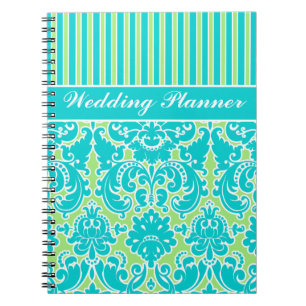 Personalised Blue Green White Striped Notebook