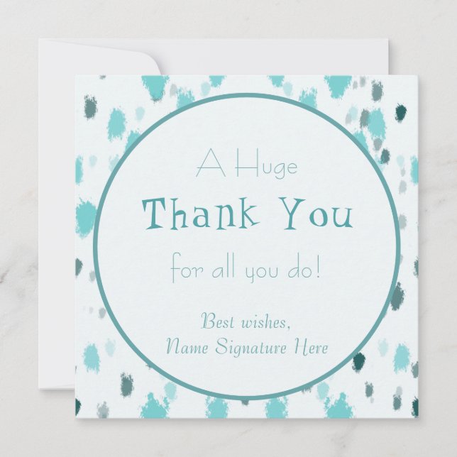 Personalised Blue Grey Colour Splash Thank You Car (Front)