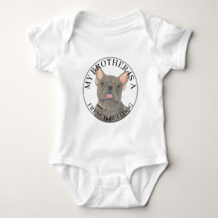 Personalised Blue Grey French Bulldog Baby Bodysuit