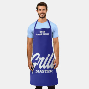 Personalised blue Grill Master BBQ apron for men