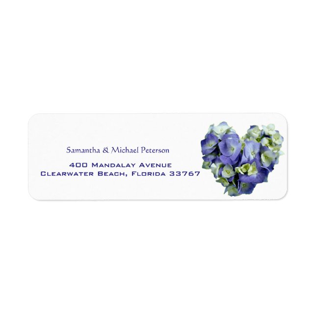 Personalised Blue Heart-shaped Hydrangea Wedding (Front)