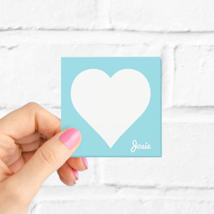 Personalised Blue Heart Sticky Notes