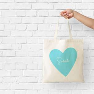Personalised Blue Heart Tote Bag