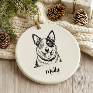 Personalised Blue Heeler Dog Christmas Ceramic Tree Decoration