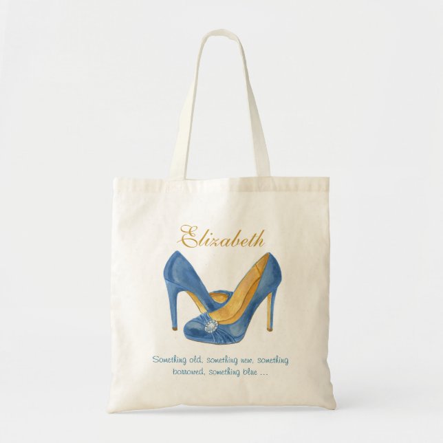 Personalised Blue Heels Bridesmaid Tote (Front)