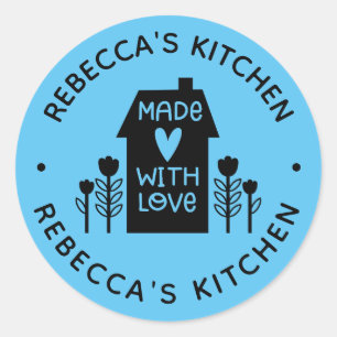 Personalised Blue Homemade With Love Classic Round Sticker