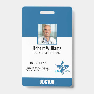 Personalised Blue Hospital Employee Photo ID Badge