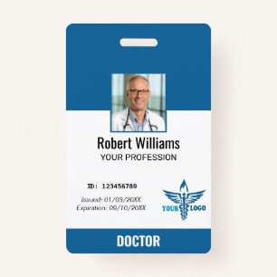 Personalised Blue Hospital Employee Photo ID Badge