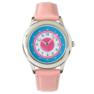 Personalised Blue & Hot Pink Girls Educational Watch
