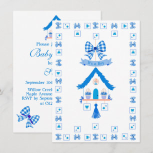 Personalised Blue House It's a Boy Baby Shower Invitation