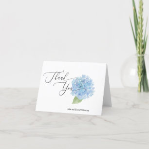 Personalised Blue Hydrangea Watercolor Thank You Card