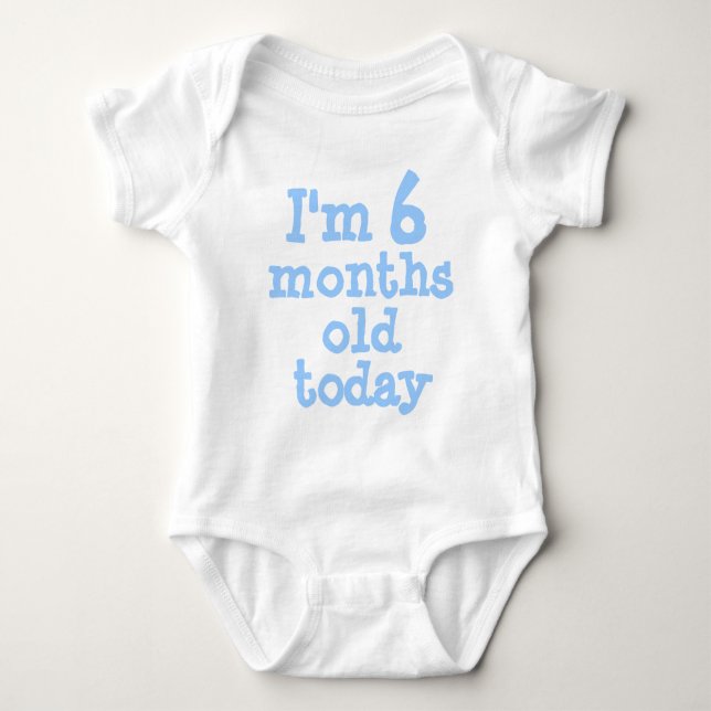 Personalised Blue I'm 6 months old today Baby Bodysuit (Front)