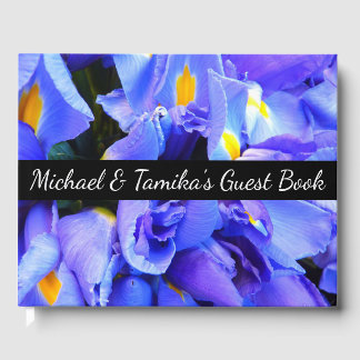 Personalised Blue Irises Wedding Guest Book