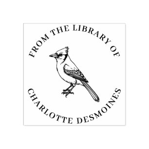 Personalised Blue Jay Book Stamp Custom Ex Libris 