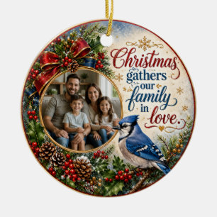 Personalised Blue Jay Family Photo Ornament