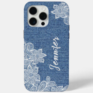 Personalised Blue Jean Lace iPhone / iPad case