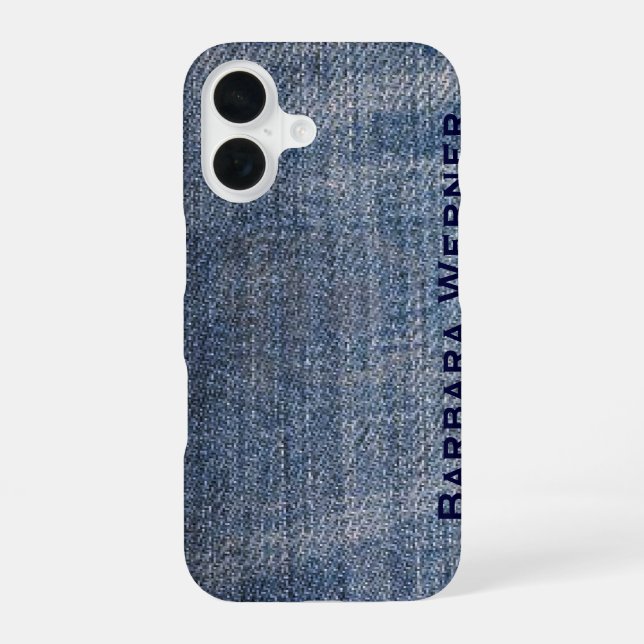 personalised blue jeans iPhone 16 case (Back)