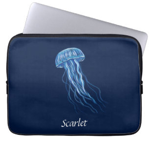 Personalised Blue Jellyfish illustration design Laptop Sleeve
