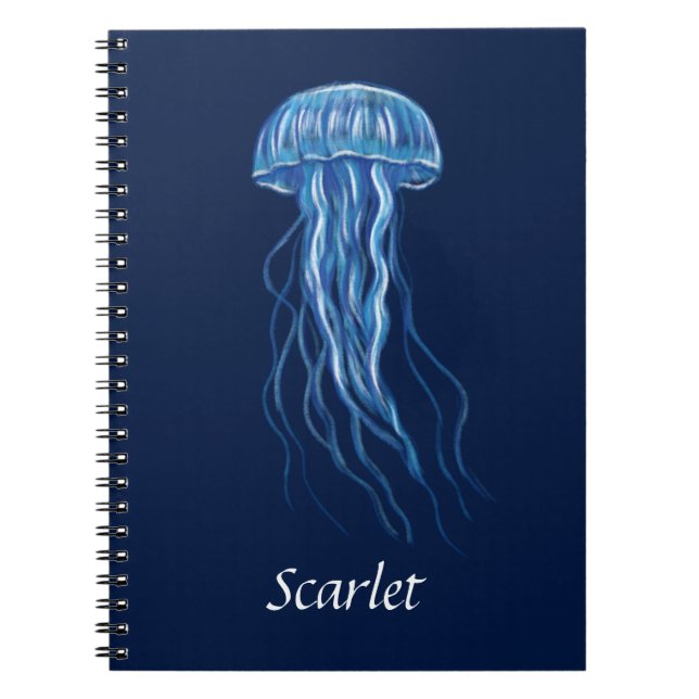 Personalised Blue Jellyfish illustration design  Notebook (Front)