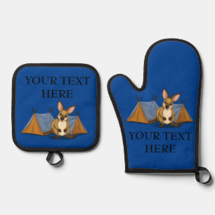Personalised Blue Kangaroo Camping Tent Oven Mitt & Pot Holder Set