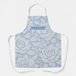 Personalised Blue Lace Floral Elegant Romantic Apron