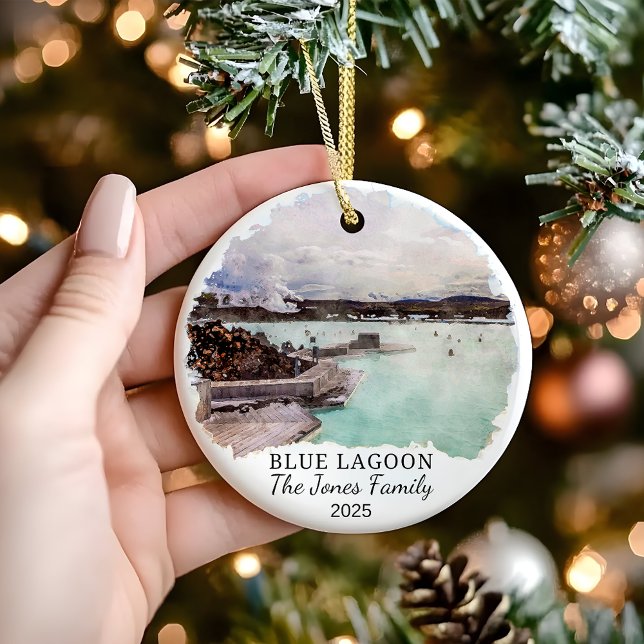 Personalised Blue Lagoon, Iceland Gift Ceramic Tree Decoration (Creator Uploaded)