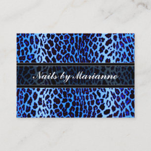 Personalised Blue Leopard Animal Print Business Card
