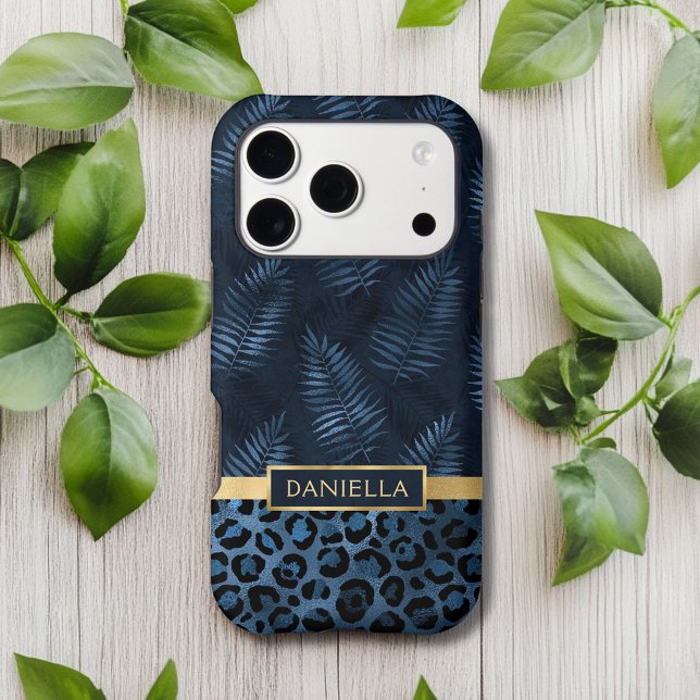 Personalised Blue Leopard Print Tropical Floral (Creator Uploaded)