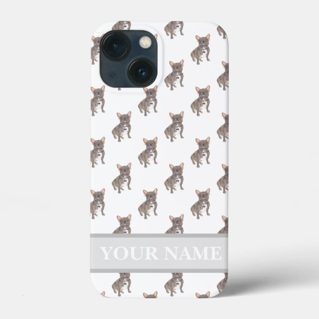 Personalised Blue Lilac Silver Grey Frenchie Dog Case-Mate iPhone Case (Back)