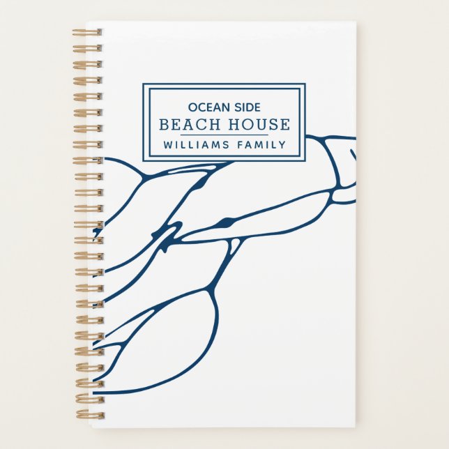 Personalised Blue Lobster - Beach House / Nautical Planner (Front)