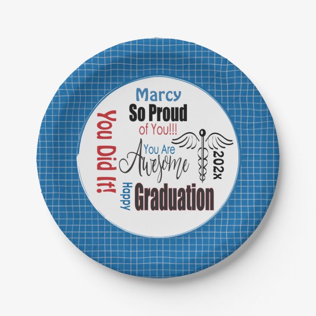 Personalised Blue Medical Professional Graduation  Paper Plate (Front)