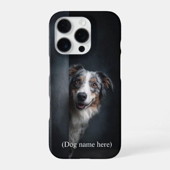 Personalised Blue Merle Aussie Portrait iPhone Case (Back)