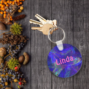 Personalised Blue Mist Abstract Keychain