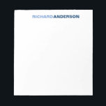 Personalised Blue Modern Bold Font For Him Name Notepad<br><div class="desc">The design features your first and last name in a bold font typography and two different shades of blue. You can further customise the colours with the 'Customise It' option.</div>