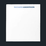 Personalised Blue Modern Bold Font For Him Name Notepad<br><div class="desc">The design features your first and last name in a bold font typography and two different shades of blue. You can further customise the colours with the 'Customise It' option.</div>
