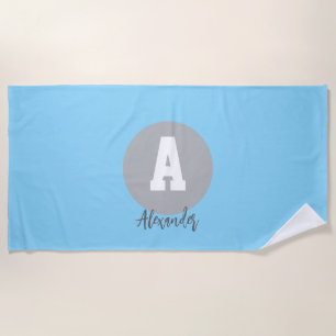Personalised Blue Monogram Beach Towel