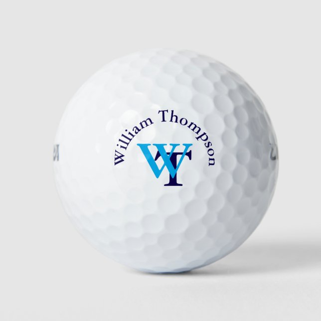 Personalised Blue Monogram Golf Balls (Front)