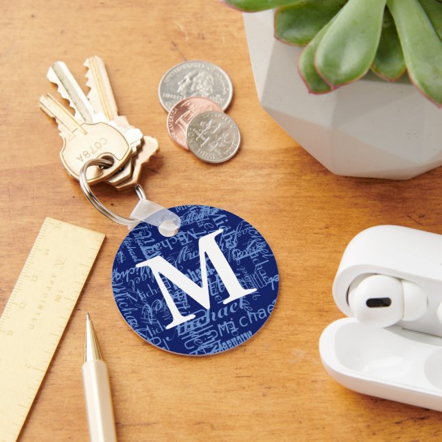 personalised blue monogram key ring (Desk)