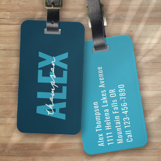 Personalised Blue Monogram Luggage Tag