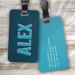 Personalised Blue Monogram Shadow Luggage Tag<br><div class="desc">Liven up your luggage with this personalised design that's perfect for travellers</div>