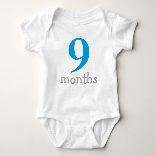 Personalised Blue Monthly Baby Bodysuit (Front)