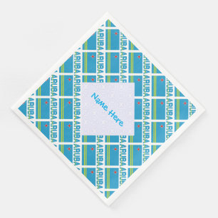 Personalised Blue Name Aruba Flag Tiled Napkin