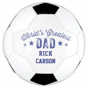 Personalised Blue Name World's Greatest Dad Soccer Ball