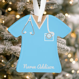 Personalised Blue Nurse Scrubs Ornament