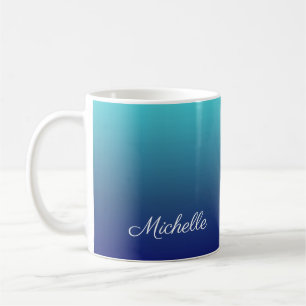 Personalised blue ombre gradient coffee mug